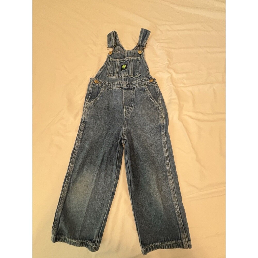 John Deere Overalls Toddler Size 4T Dark Blue Denim Jean Bib Suspender Farm